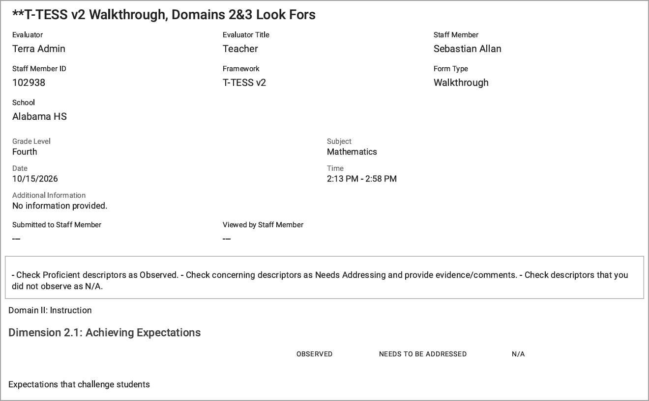A PDF of a walkthrough form showing the document details.